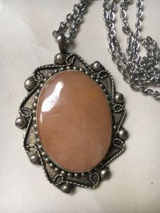 Vintage natural agate Silver Necklace