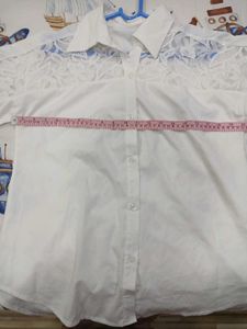 Elegant White Lace Detail shirt
