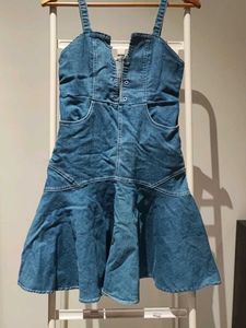 XS - Denim Dress with Zipper Detail