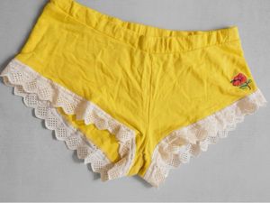 Yellow Lace Trim Sleep Shorts
