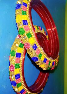 Colorful Decorated Bangles (Set of 2)