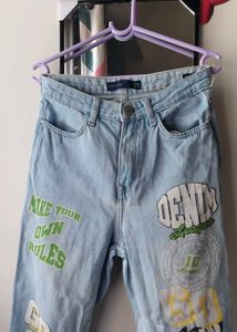 Tokyo Talkies Light washed printed denim