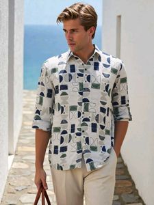 Abstract Print Button-Down Shirt