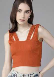 Roadster Orange Sleeveless Crop Top