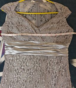 Elegant Silver Lace Evening Gown