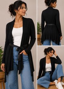 Black Cardigan with Belt