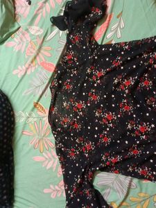 Sheer Floral Print Top with Ruffle Sleeves