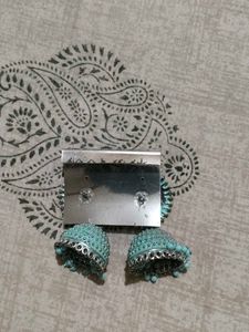 Turquoise Jhumka Earrings