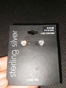 Sterling Silver Cubic Zirconia Heart Earrings
