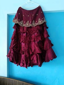 Burgundy Embroidered Lehenga Choli duppata Set