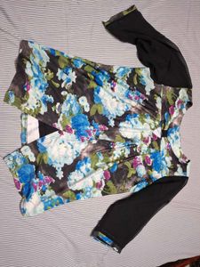 Floral Tie-Front Bell Sleeve Top