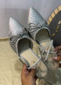 Sparkling Silver Bow Heels