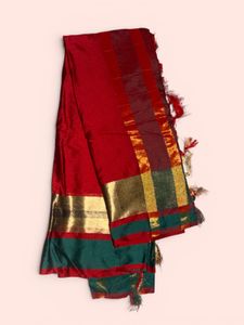 Beautiful Red Saree with Green Border