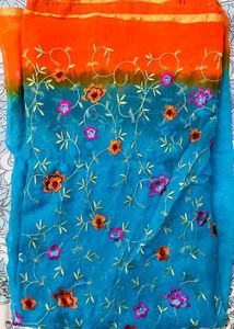 Double Shade Saree With Embriodery Work