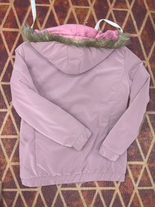 Chic Pink Puffer Jacket with Fur Hood