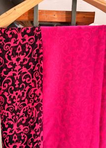 Vibrant Pink &amp; Black Brocade Saree