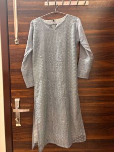 Elegant Grey Chikankari Kurta