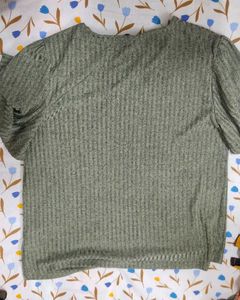 Ribbed Puff Sleeve Top