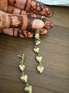 Gold Heart Dangle Earrings