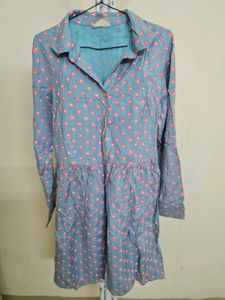 Vintage cute Blue Floral Button-Up Dress