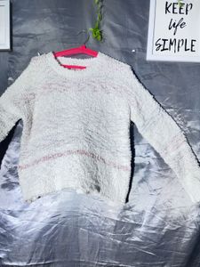 Cozy White Striped Sweater