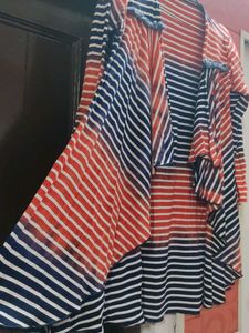 Striped Open Front Cardigan