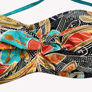 Vibrant Floral Print Bandeau Bikini Top