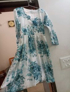 Beautiful White sundress with Teal Floral Print