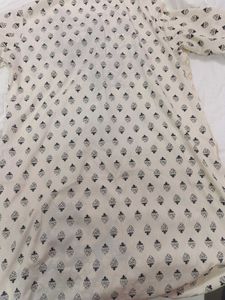 Cream Kurta with Black Floral Print