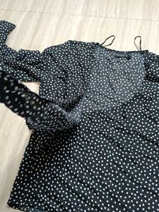 Polka Dot Tie Front Blouse