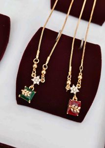 Pink Stone Gold Chain Necklace