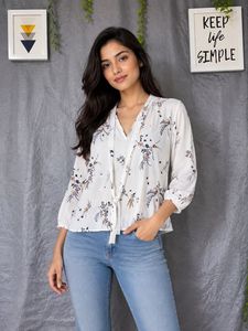 Boho Floral Print V-Neck Top