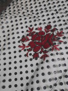 Polka Dots Saree.Party Wear.Stiched Blouse.Superb Maroon Colour.No Flaws