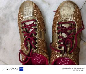 Gold Glitter Casual Shoes