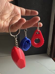 Set of 3 Unique 3D Printed Keychains