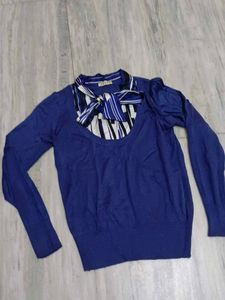 Blue Sweater with Bow