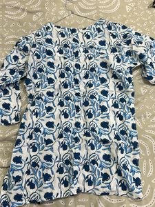 Blue Floral Print Kurta