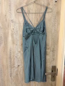 Elegant Blue Lace Trim Nightgown
