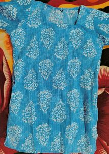 Teal Floral Print Kurta