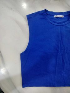 ZARA blue crop top