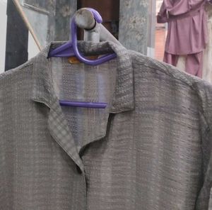 Gray Button-Down Top