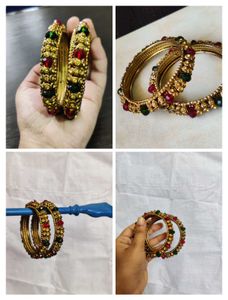 Gold Plated Bangles with Stones