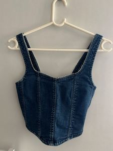 NEWME Denim Corset Tank Top