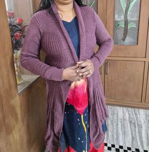 Stylish Purple Knit Cardigan