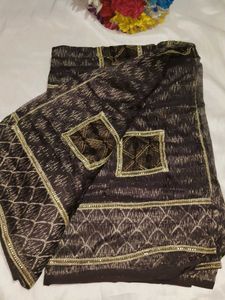 Elegant Embroidered Brown Saree