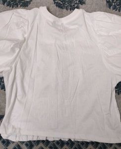 White Puff Sleeve Smocked Top