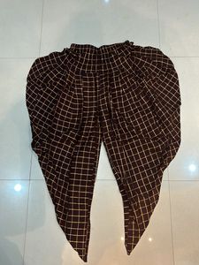 Stylish Brown Checked Dhoti Pants