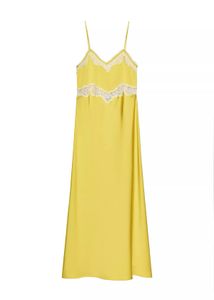 Yellow Lace Trim Slip Cami Top
