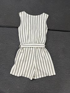 Striped Sleeveless Romper with Belt