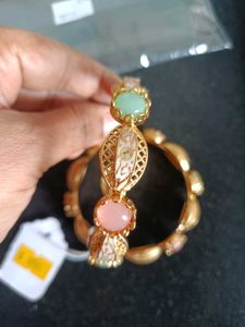 Gold-tone Bangle with Pastel Stones